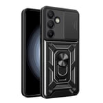 Hybrid Armor Camshield Skal med mobilring och kameraskydd till Samsung Galaxy A36 - Svart