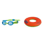 Zoggs Little Twist Kids Swimming goggles, UV Protection Swim Goggles, Blue/Green & Kids Swim Ring, Pool Float, Orange, 3-6 Years