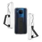 Nokia Grip Case and Kickstand Compatible with Nokia 5.4, Clear Protective Case with Black Finger Grip, Phone Grip Holder and Stand, Transparent