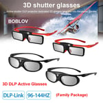 Active Shutter 3D DLP-Link Glasses USB Rechargeable Fit Sharp BenQ 96Hz/144Hz