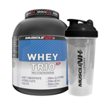 Muscle NH2 Whey Trio XP Whey Protein Powder Cookies and Cream 2kg - Plus Shaker
