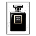 Artze Wall Art Noir Paris Perfume Bottle Splashes Poster, 40 cm Width x 50 cm Height, Black