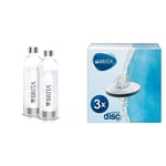 Brita Pack de 2 bouteilles en PET pour sodaONE & Pack de 3 filtres Microdisc, pour bouteilles et gourdes filtrantes, réduit le chlore, le plomb et autres impuretés pour une eau du robinet plus pure