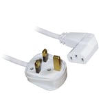 3M White Right Angled IEC Power Mains Lead Cable C13 Kettle Connector - SENT NOW
