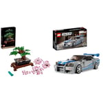 LEGO 10281 Icons Bonsai Tree Set for Adults, Plants Home Décor Set with Flowers & 76917 Speed Champions 2 Fast 2 Furious Nissan Skyline GT-R (R34) Race Car Toy Model Building Kit