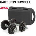 20kg Cast Iron Dumbbells Set Home Fitness Gym Weights Dumbbell Workout with Case