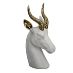 Vase en forme de gazelle en résine blanc et or