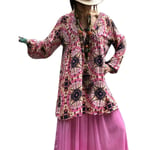 5xl Vintage Boho Beach Dress Women Autumn Pink Xl