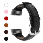 Fitbit Charge 2 leather watch band with crocodile texture - Black