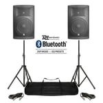 Pair Active DJ Speakers PA Pro Bi-Amp Disco System Bluetooth 12" 2800W + STANDS