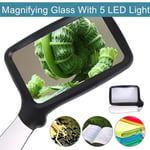 5 Led Flat Magnifier Book Page Magnifying Glass Reading Aid Fold 40*20*20