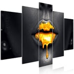 Billede - Gold Lips (5 dele) Wide - 100 x 50 cm - Standard