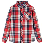 Flanellskjorta för barn röd och marinblå 104