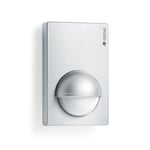 Steinel Motion Sensor IS 180-2 Silver, PIR Motion Detector, 12 m Reach, max. 1000 W for 6 LED Lights, Twilight Switch