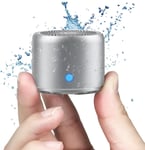 Mini (Argent) Enceinte Bluetooth Portable Actif avec Basse Extra, Autonomie 12hrs, étanchéité IP67, Mini Haut Parleur Parfait pour la Douche, Chambre, Vélo, Voiture