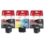 2x Genuine Canon PG540XL Black & 1x CL541XL Colour Ink Cartridge PIXMA MX515