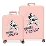 Disney Mickey Friendly Suitcase Set Nude 55/70 cm Hard ABS Built-in TSA Closure 88L 6, Friendly Nude, One Size, Suitcase Set