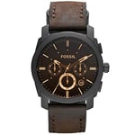Fossil Watch for Men Machine, Quartz Chronograph Movement, 42 mm Brown Stainless Steel Case with a Genuine Leather Strap, FS4656