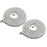 (7m 2Pack) White Telephone Phone Handset Cable Cord, 4P4C Coiled Length 0.9 to 7 m Uncoiled Landline Phone Handset Cable Cord RJ9