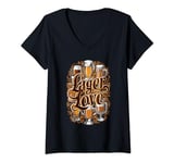 Womens Lager Love Beer Enthusiast Stylish Wearable Art V-Neck T-Shirt