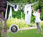 BRABANTIA LIFT-O-MATIC 60m ROTARY AIRER WASHING LINE & GROUND SPIKE with COVER 