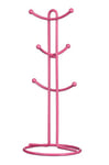 Premier Housewares 508337 Helix 6-Cup Mug Tree - Hot Pink, H39 x W16 x D16cm