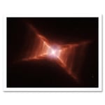 Hubble Space Telescope Image Dying Star HD 44179 Red Rectangle Nebula With Rungs Of Gas And Dust Forming Ladder Like Structures Reflecting Light Art P