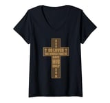 Womens John 3:16 Christian Cross Bible V-Neck T-Shirt
