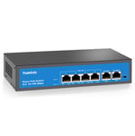 YuanLey Switch PoE 4 Ports, 2 Uplink Ports, 10/100Mbps, 78W 802.3af/at, Non Manageables Plug & Play, Boîtier Métal