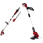 Einhell GE-HC 18 Li T Power X-Change 18V Cordless Multifunctional Garden Tool & GC-CT 18 Li Power X-Change 18V Cordless Strimmer | Includes 20 x Blades | Solo Trimmer, Red/Black