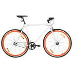 vidaXL Fixed gear cykel vit och orange 700c 51 cm 92264