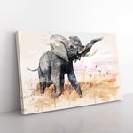 Big Box Art Vintage W Kuhnert African Elephant (2) French Cream Canvas Wall Art Print Ready to Hang Picture, 76 x 50 cm (30 x 20 Inch), Multi-Coloured