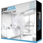 STAYCOOL 16 Inch Pedestal Fan With 3 Speed Settings Oscillation White - F1221WH
