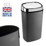 50L Kitchen Sensor Bin Home Office Kitchen Sensor Waste Anthracite Chrome Lid