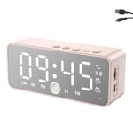 Beenle-Icey New Bluetooth Alarm Digital Clock Mirrored MP3 FM Radio Speaker Battery Powered Stereo Sound LED display Mirror Screen for Kids Bedside Livingroom Desk (Pink)