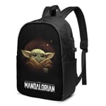 Lawenp Star W Man-Dalorian The Child Baby YODA Durable Travel Backpack School Bag Laptops Backpack with USB Charging Port for Men Women