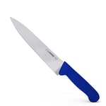Giesser depuis 1776 - fabriqué en Allemagne - couteau à découper bleu, Basic Blue, lame 20 cm, antidérapant, couteau de chef étroit, lavable au lave-vaisselle, inoxydable