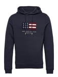 Perry Organic Cotton Hood Tops Sweat-shirts & Hoodies Hoodies Navy Lexington Clothing