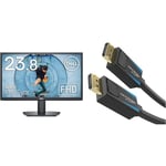 Dell SE2422HX 24 Inch Full HD (1920x1080) Monitor, 75Hz, VA, 5ms, AMD FreeSync, HDMI, VGA & 8K DisplayPort & DP cable, special end-to-end A.I.S. shielding – 5m
