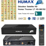 Pack Tivùsat Décodeur Satellite hd - Humax Tivumax lt HD-3801S2 + Carte Tivùsat hd Activation Comprise - DVB-S2 hevc Main 10 (10bit), Easy hd par
