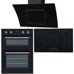 SIA 60cm Electric Double Oven, 90cm 5 Zone Induction Hob And Curved Angled Hood