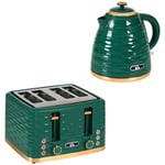 HOMCOM Kettle and Toaster Set 1.7L Rapid Boil Kettle & 4 Slice Toaster Green