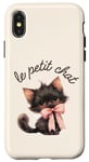 Coque pour iPhone X/XS Le Petit Chat Coquette - Adorable petit chat français noeud rose