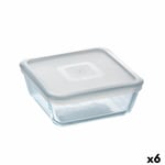 Fyrkantig matlåda med lock Pyrex Cook&freeze 850 ml 14 x 14 cm Transparent Glas Silikon (6 antal)