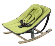 Geuther Transat Rocco, Bois Naturel, Assise Tissu Vert, Adaptable sur chaise haute Tamino
