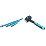 OX Pro Level Bag with 1800mm, 1200mm & 600mm Pro Levels, Black/Blue & OX Club Hammer - Sledgehammer with Fibreglass Handle - Forged and Induction Hardened Hammerhead - 2.5 lb / 1.1 kg