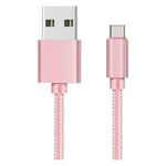Cable USB-C pour Oppo Find X2 Lite / Find X2 Neo / Find X2 Pro - Cable USB-C Nylon Tressé Rose 1 Mètre Phonillico®