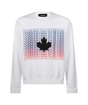 Dsquared2 Mens Multi Logo Maple Leaf White Sweater Cotton - Size X-Large