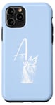 Coque pour iPhone 11 Pro Silhouette de fée enchanteresse bleue avec monogramme initiale A