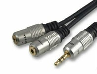 3.5MM HEADPHONE AUX SPLITTER JACK PLUG TO 2 X JACK SOCKET 1.8M LINE EXTENSION